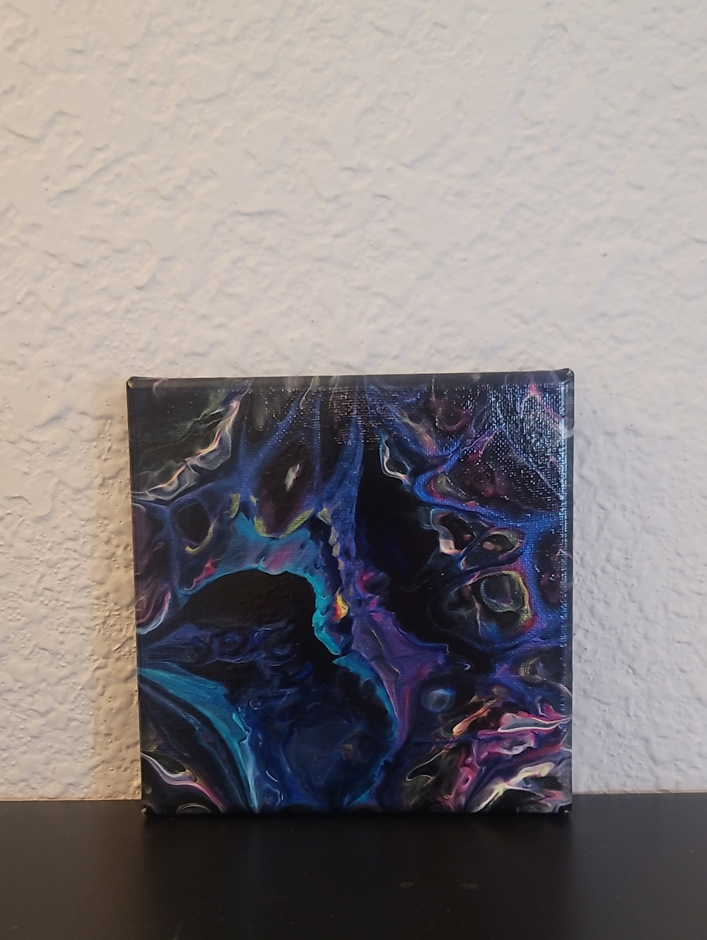 Abstract Fluid Art Canvas - Deep Blue & Purple Swirl